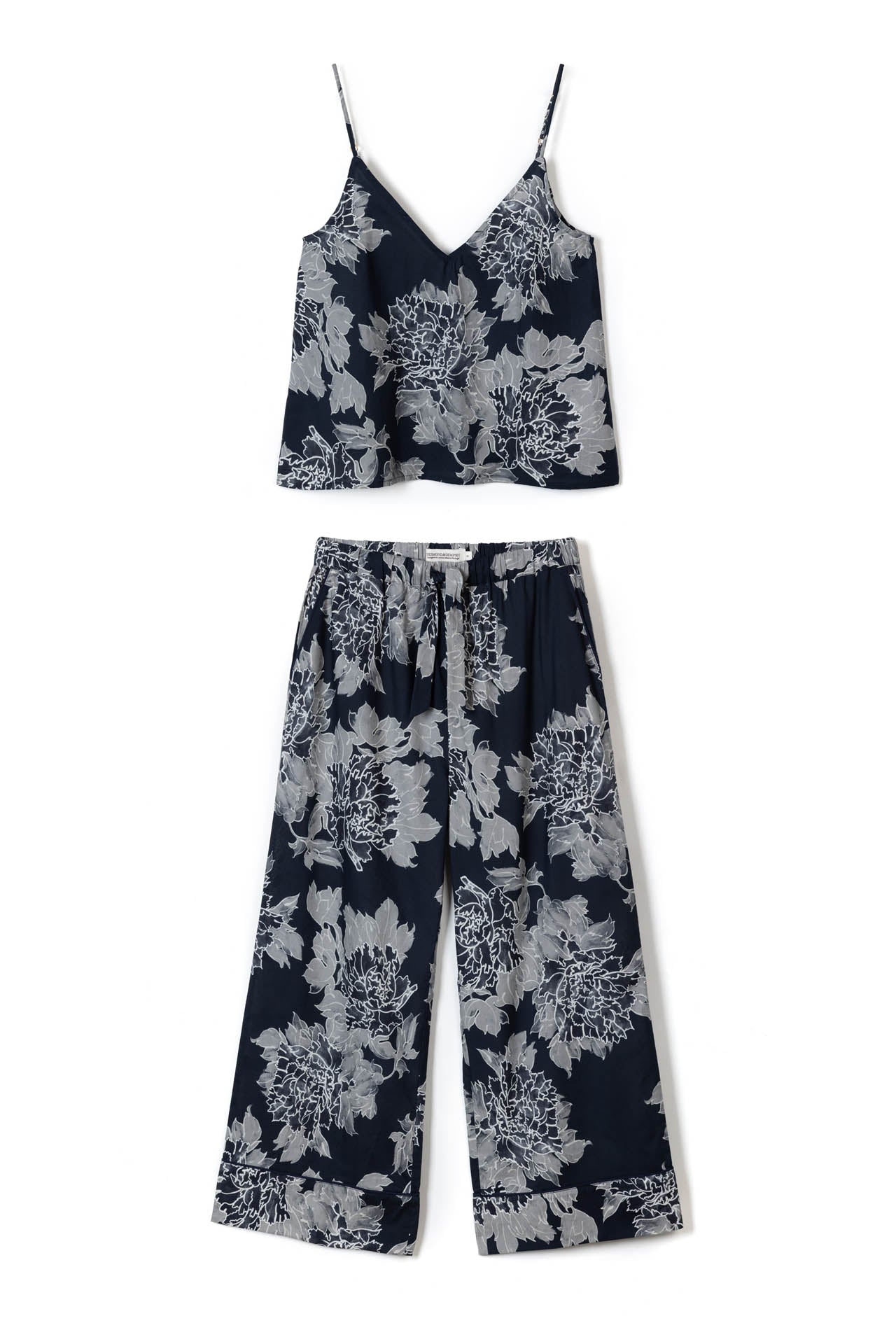 Cami & Wide Leg Peony Navy