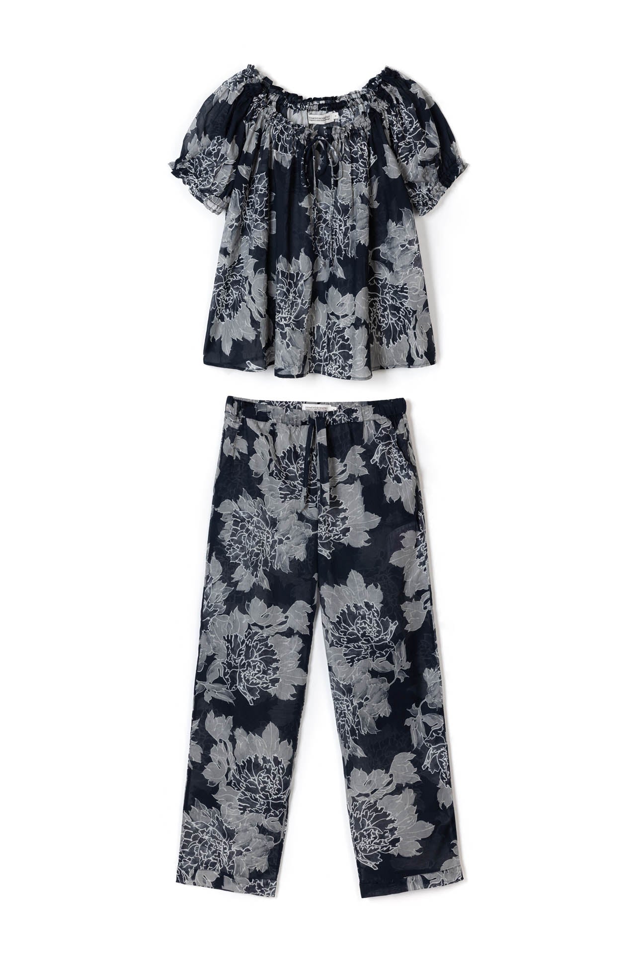Light & Easy Short Sleeve & Trouser Set Peony Navy