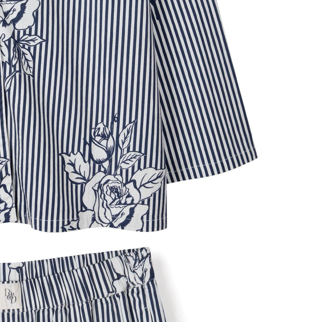 402 Long Pyjama Set Pinstripe Rose/Navy