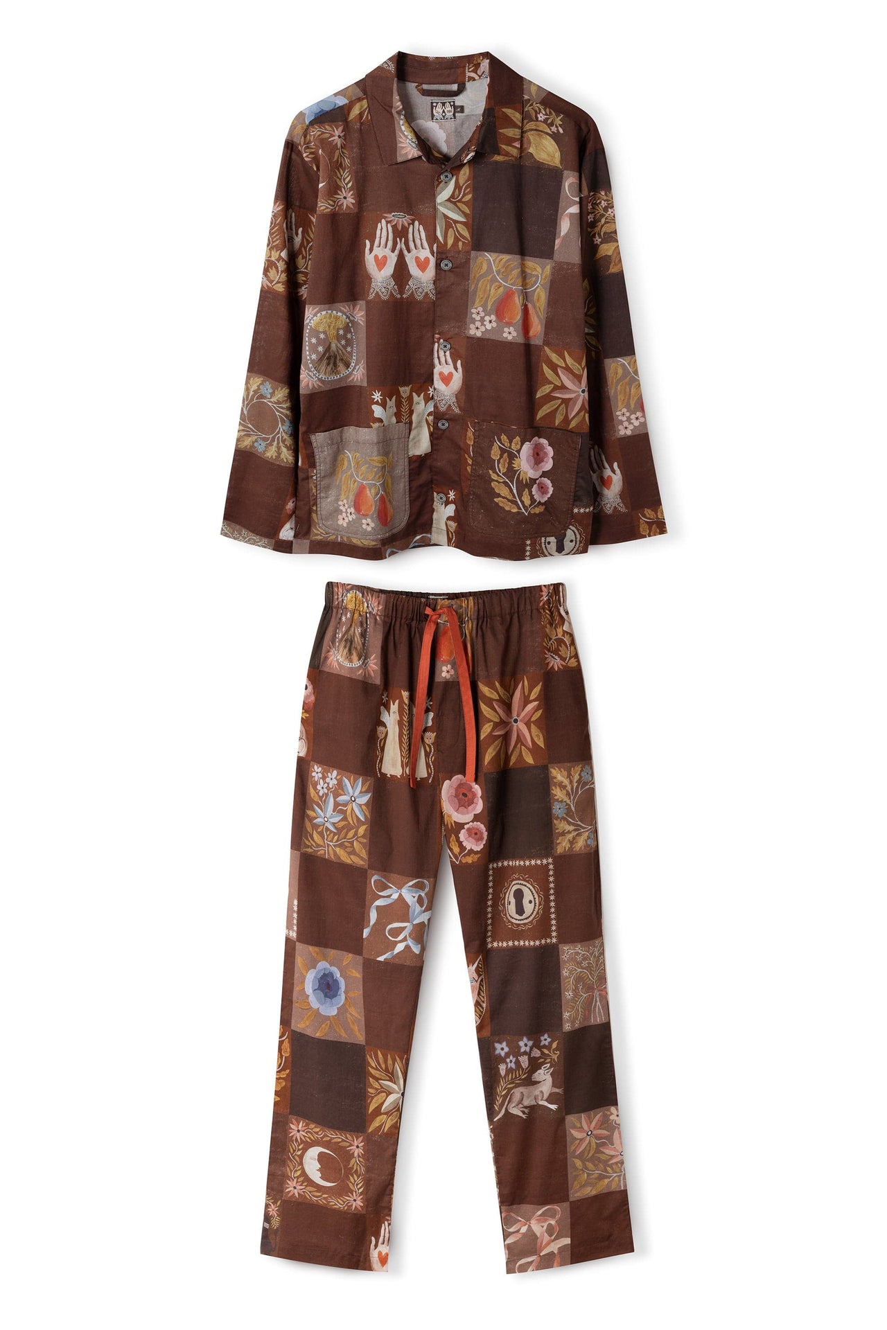 Men’s Pocket Pyjama Set Idle Hands Check Mocha