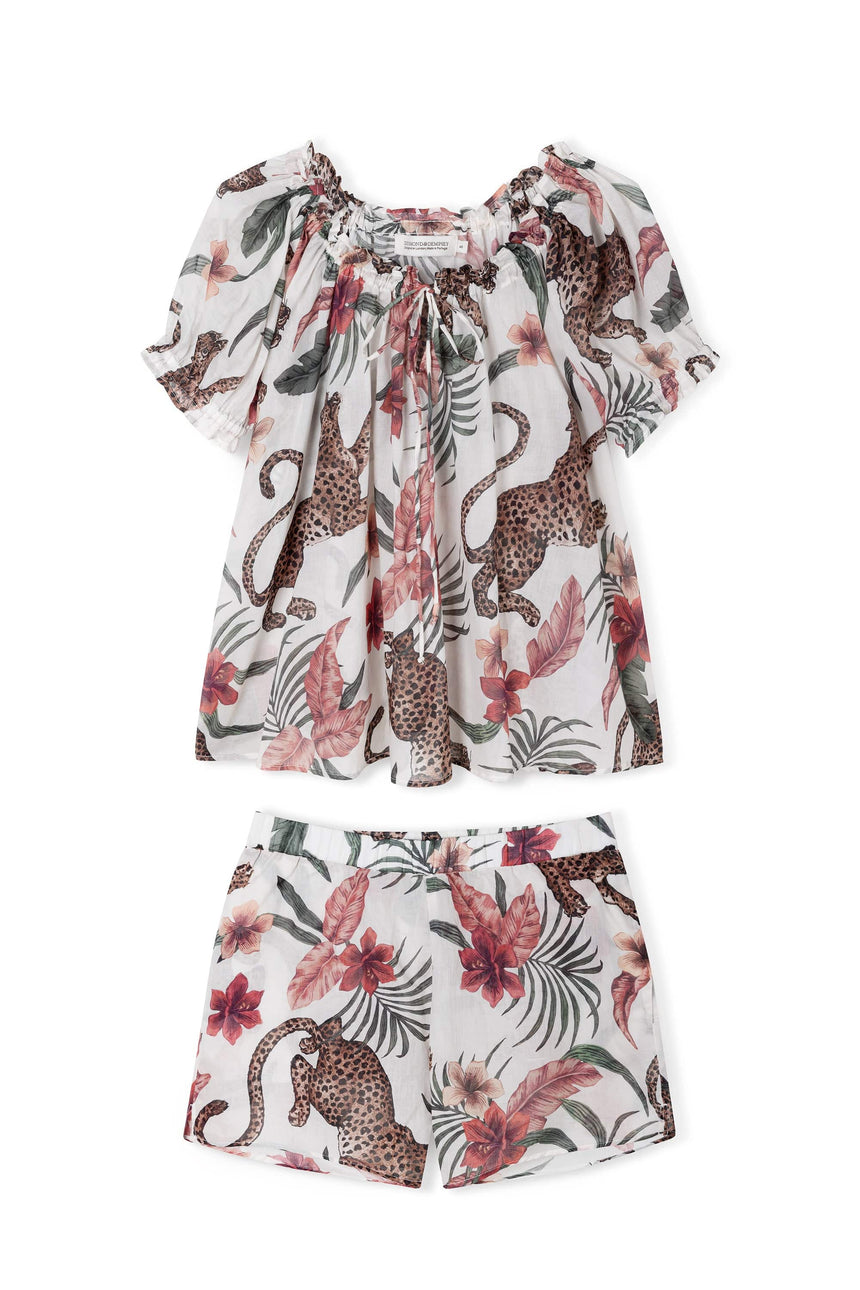 Light &amp; Easy Short Set Soleia Leopard Print Cream