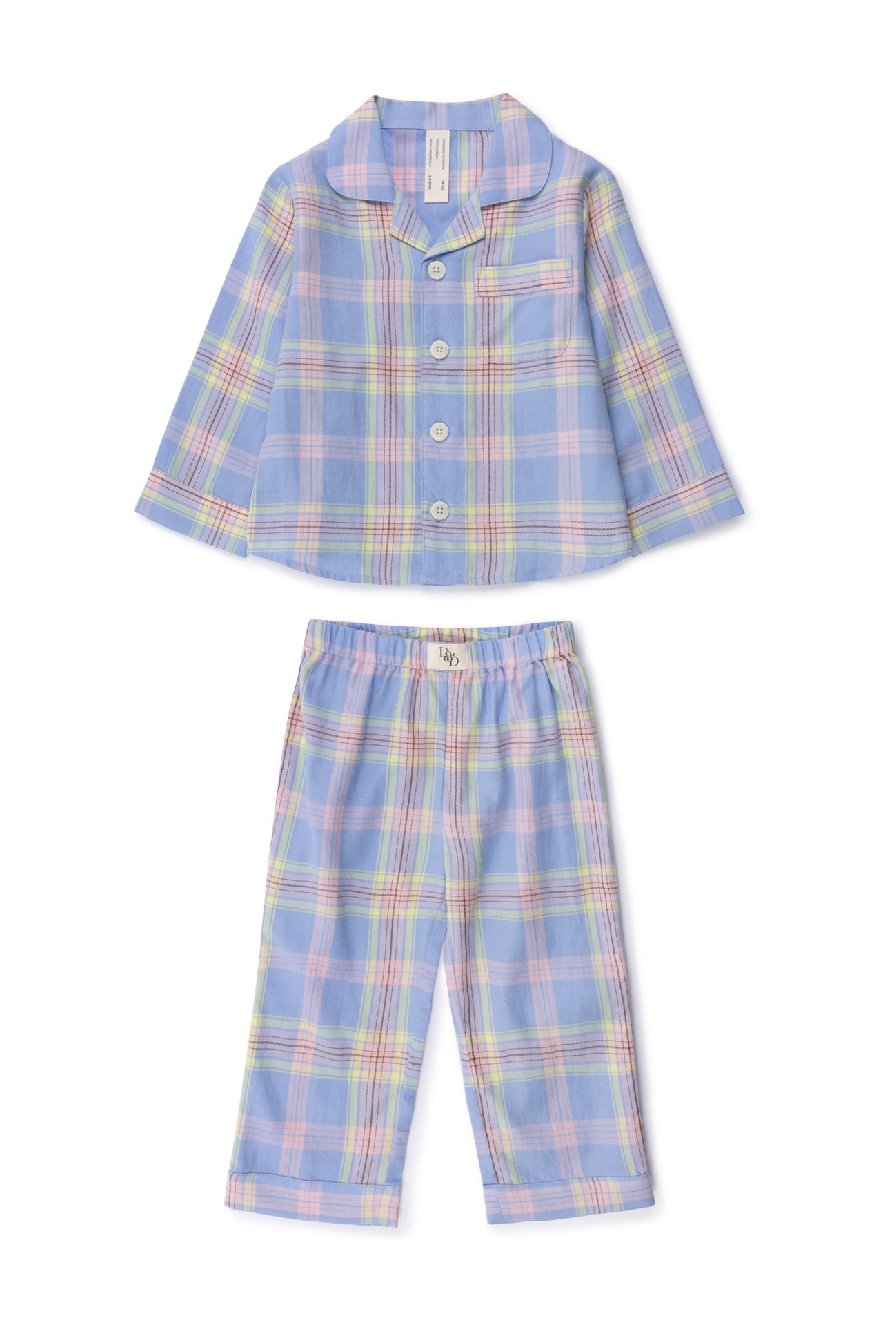 Kids 402 Long Pyjama Set Lightweight Flannel Blue/Pink