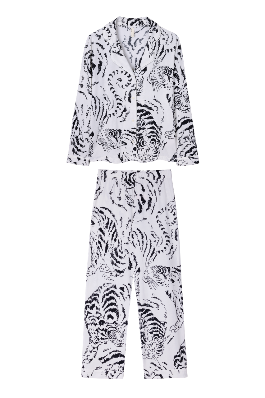 Lyocell Jersey Long Pyjama Set Tigress Cream – Desmond & Dempsey