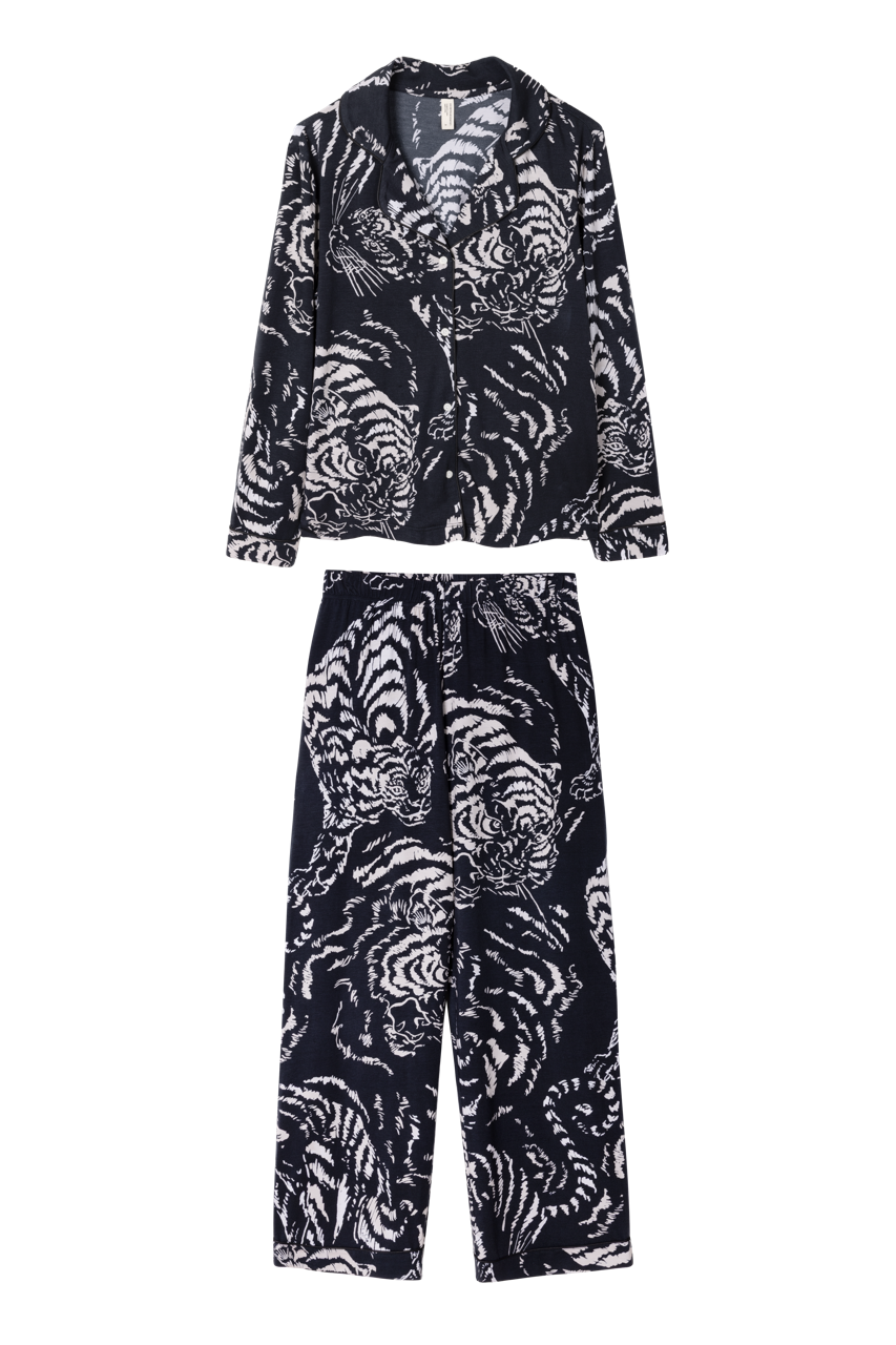 Lyocell Jersey Long Pyjama Set Tigress Graphite
