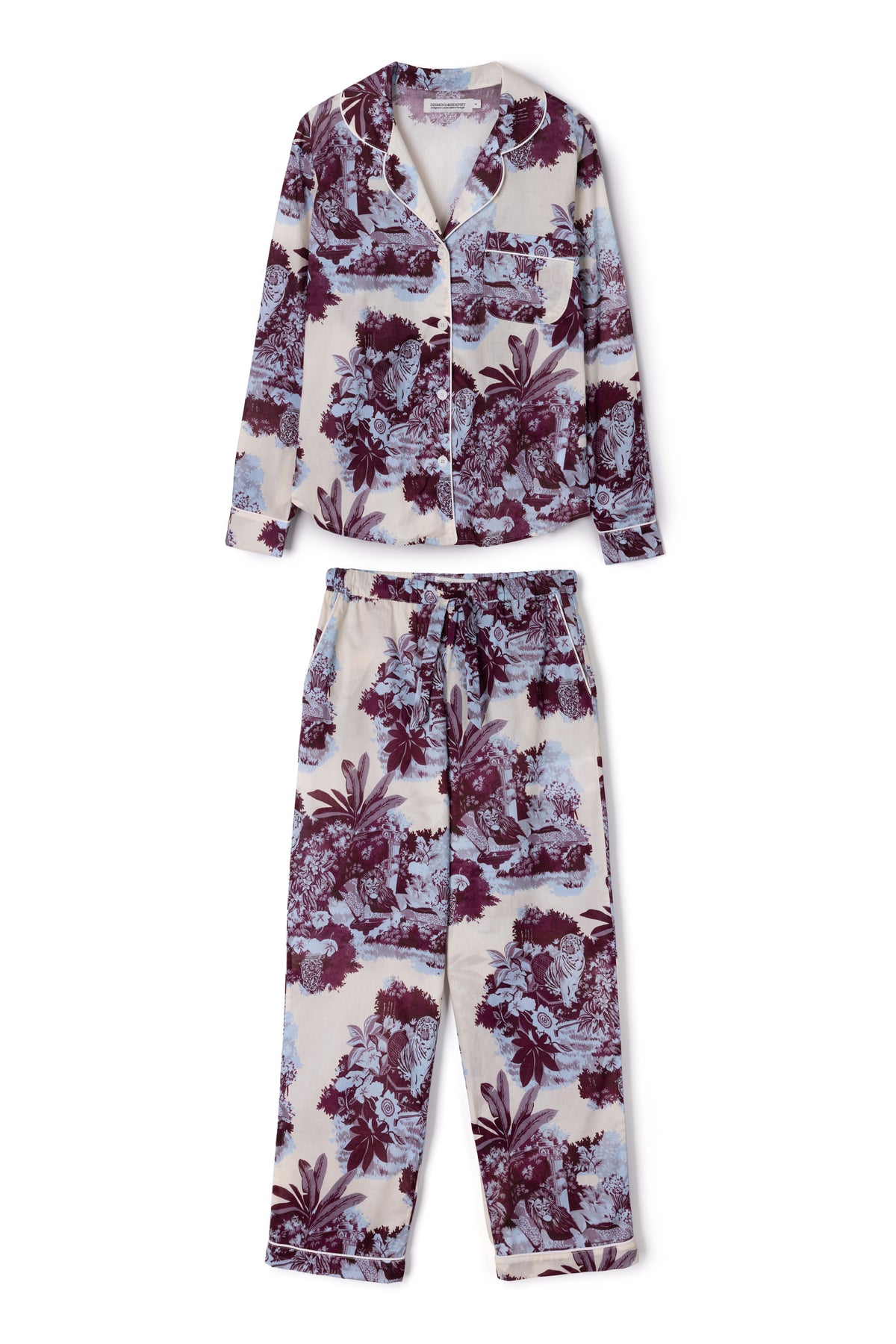 Long Pyjama Set Tippi Cream/Blue/Plum