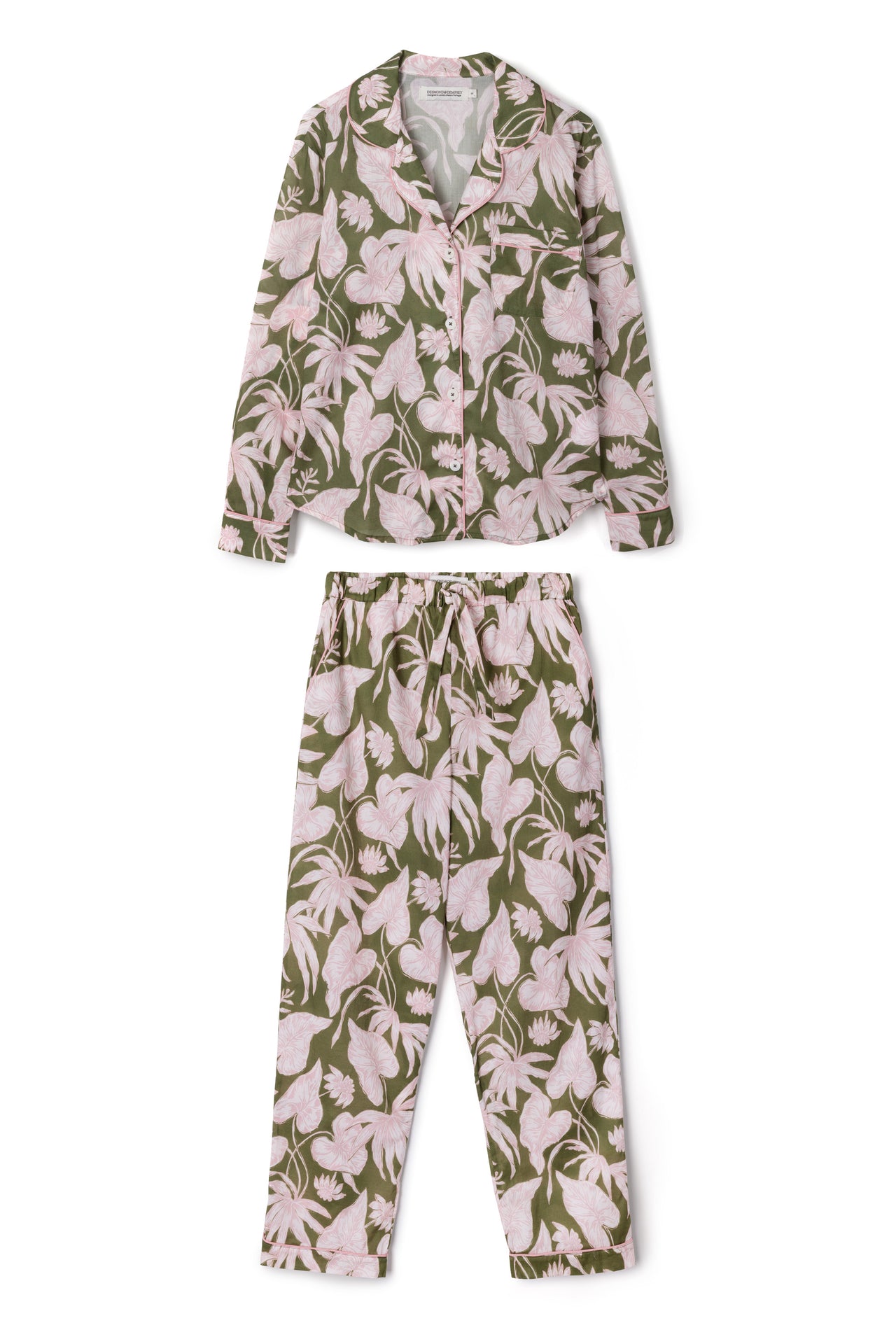 Long Pyjama Set Purist Green/Pink