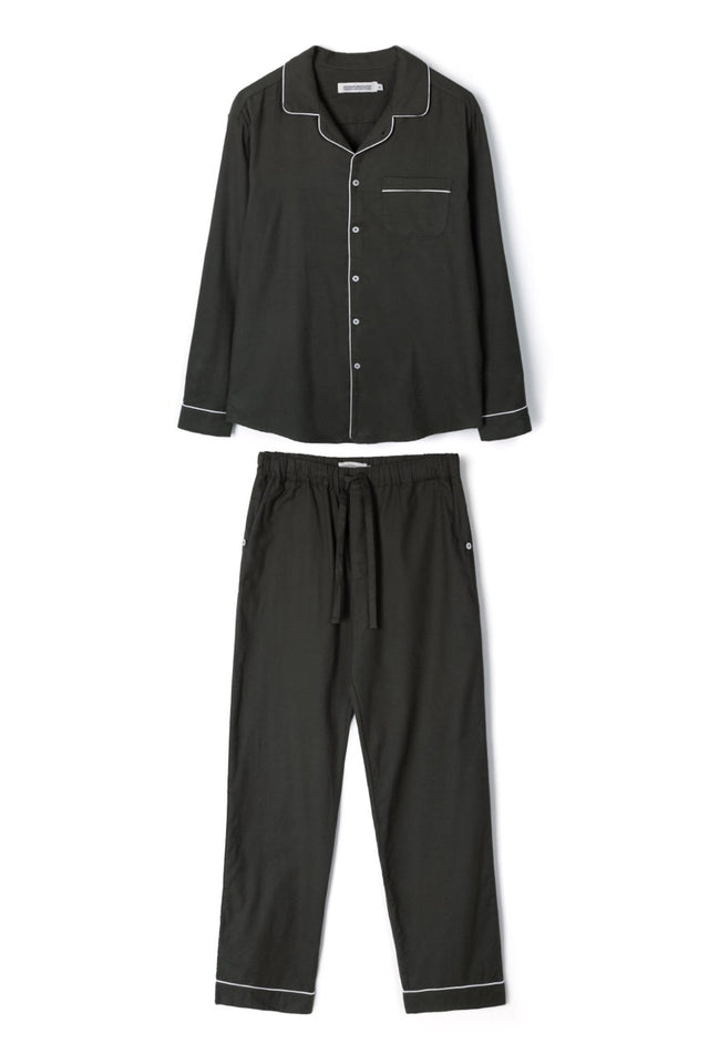 Men's Long Pyjama Set Brushed Cotton Khaki