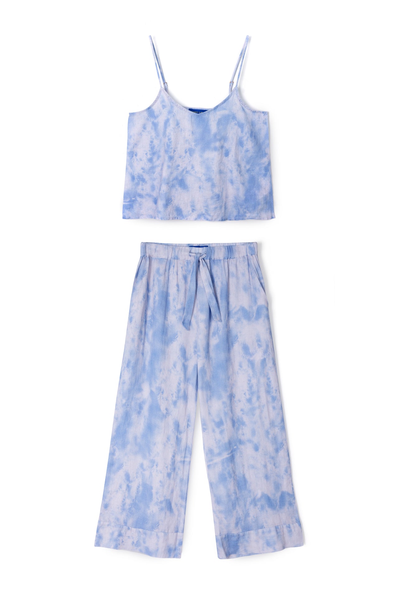 Cami Top and Wide Leg Trouser Set Summer Dusk Sky Blue Linen