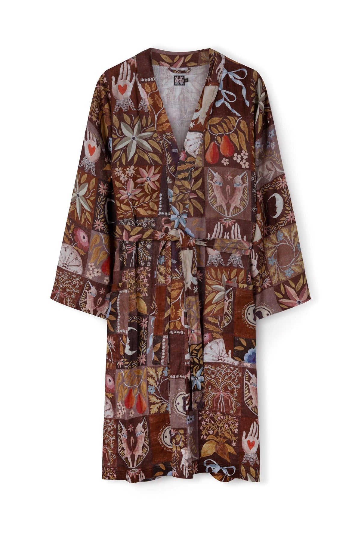 Men's Wrap Robe Idle Hands Mocha Linen