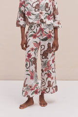 Wide Leg Pyjama Trousers Soleia Print Cream