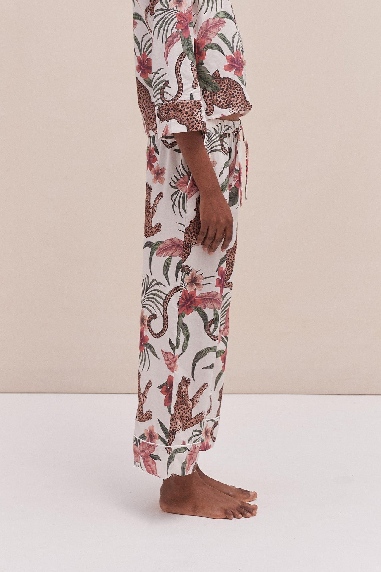 Wide Leg Pyjama Trousers Soleia Print Cream