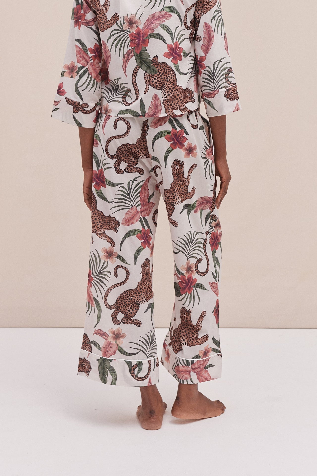 Wide Leg Pyjama Trousers Soleia Print Cream