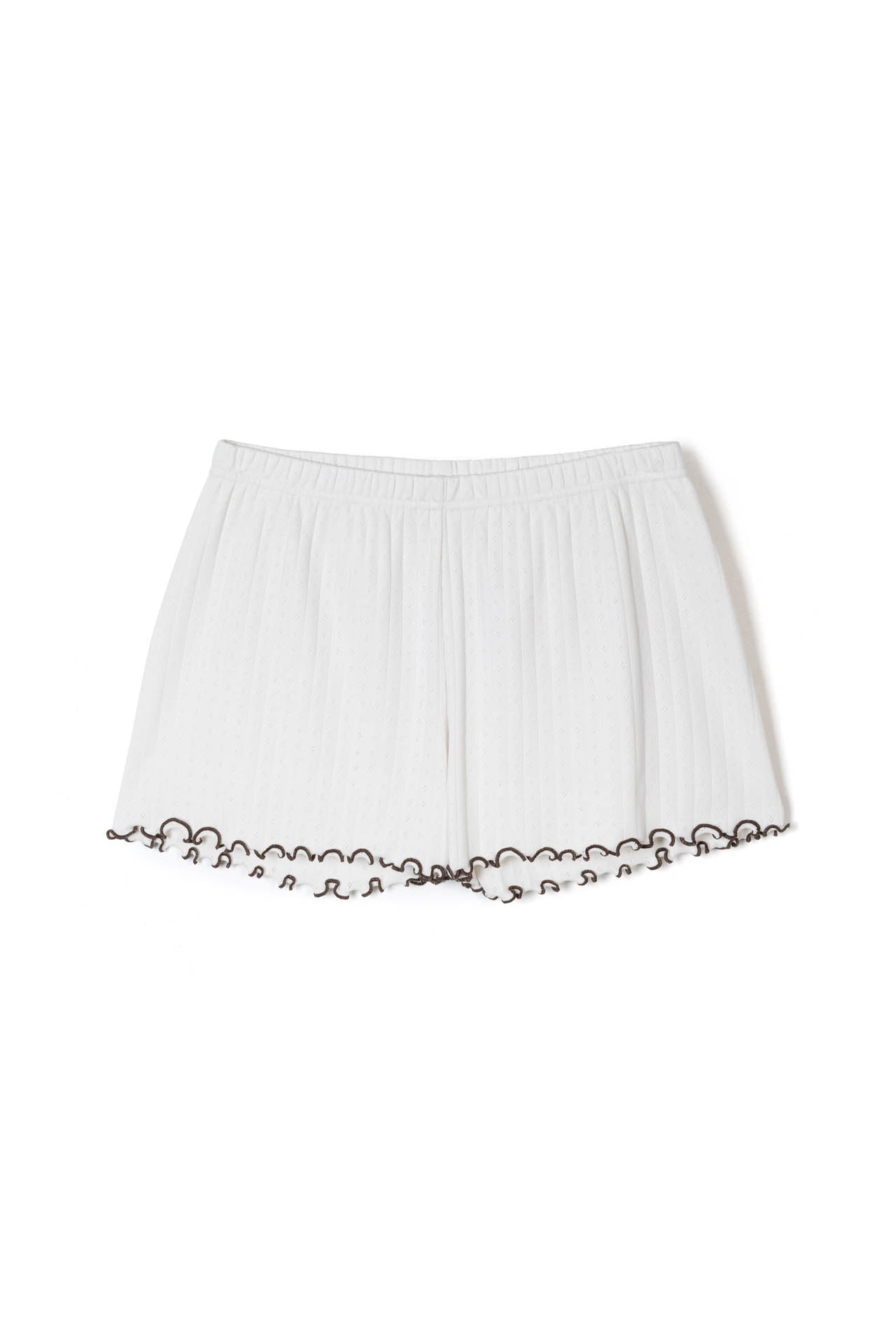 Pointelle Jersey Short Cream/Brown