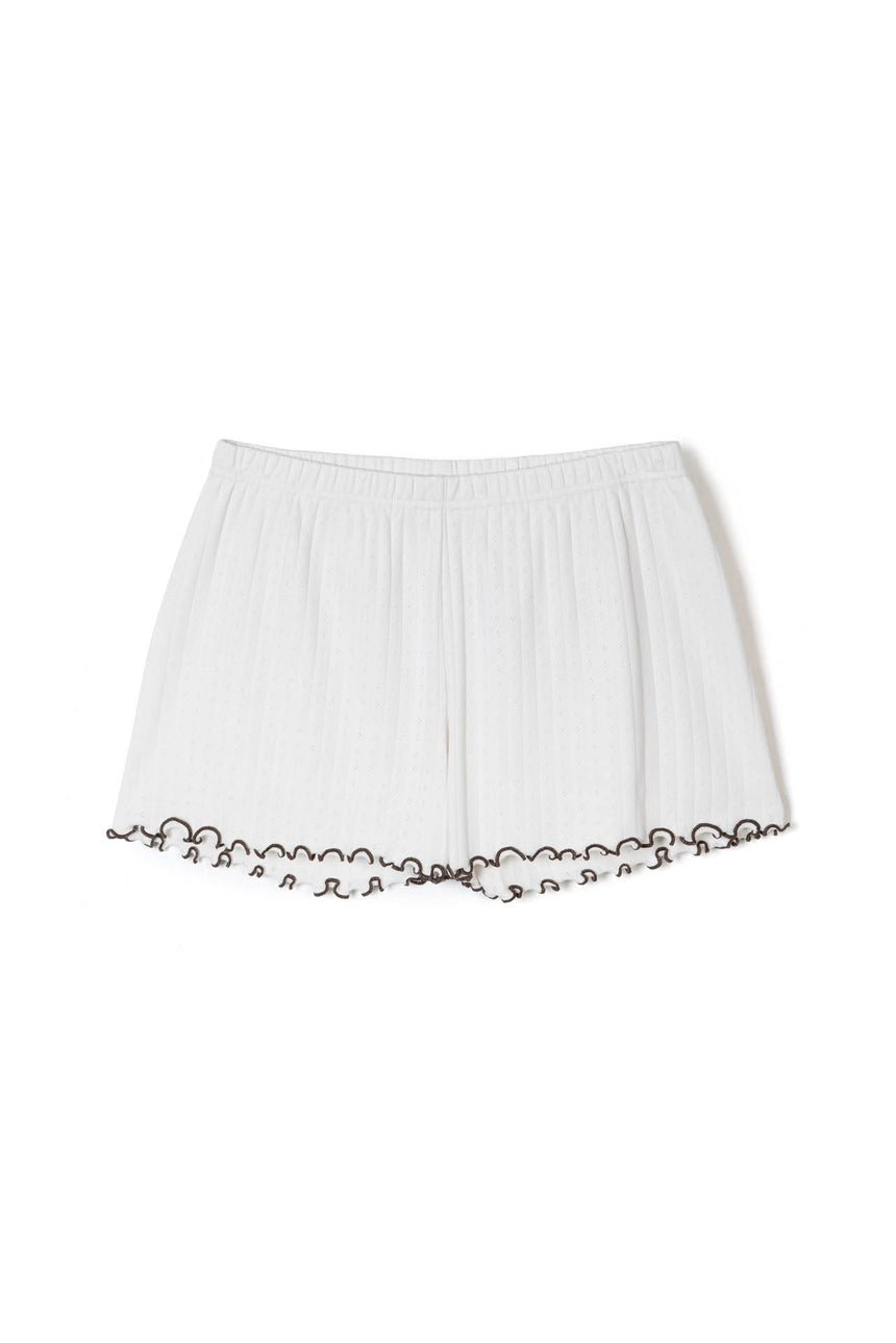 Pointelle Jersey Short Cream/Brown