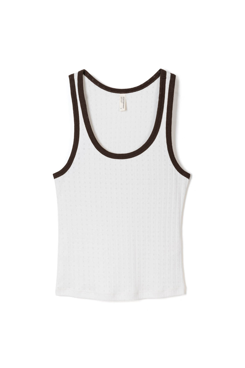 Pointelle Tank Top Cream/Brown