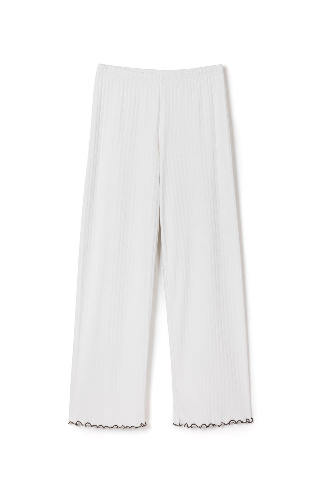 Pointelle Jersey Lounge Trouser Cream/Brown