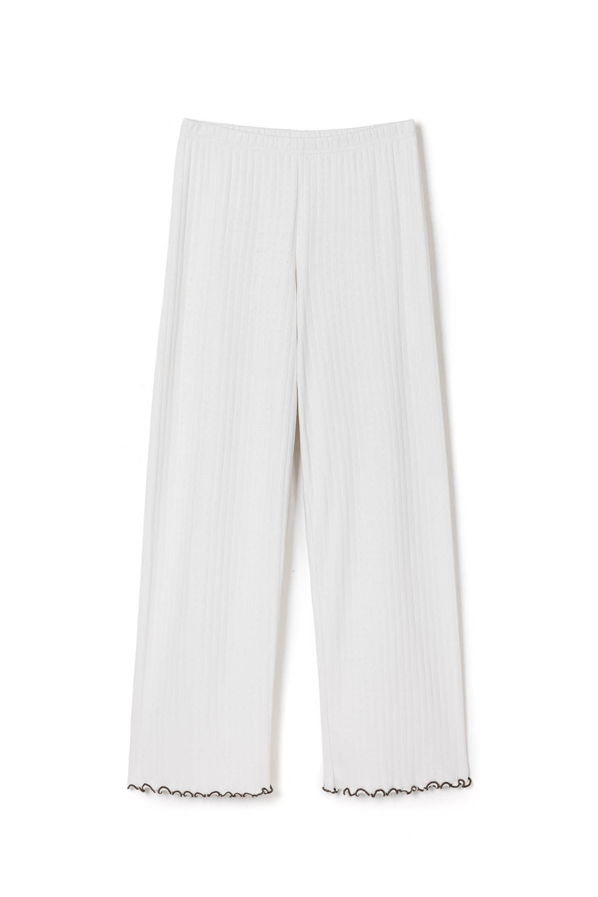 Pointelle Jersey Lounge Trouser Cream/Brown