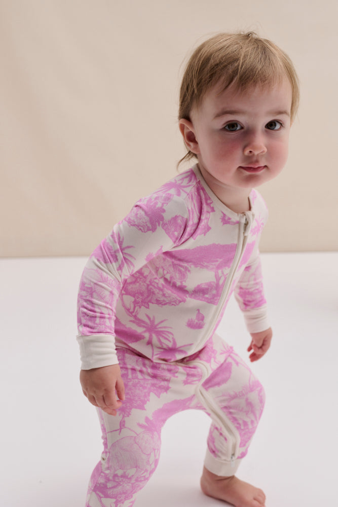 MORI x D&D Clever Zip Sleepsuit Loxodonta Pink