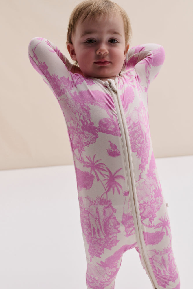 MORI x D&D Clever Zip Sleepsuit Loxodonta Pink