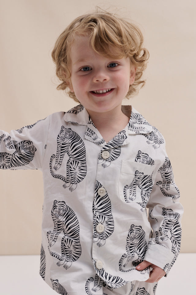 Kids 402 Long Pyjama Set Sansindo White/Black