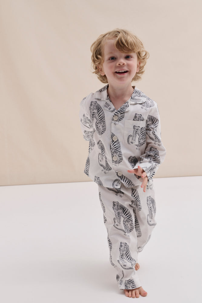 Kids 402 Long Pyjama Set Sansindo White/Black