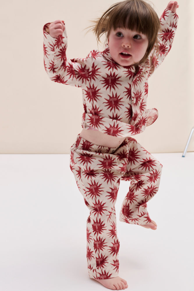 Kids 402 Long Pyjama Set Helios Cream/Red