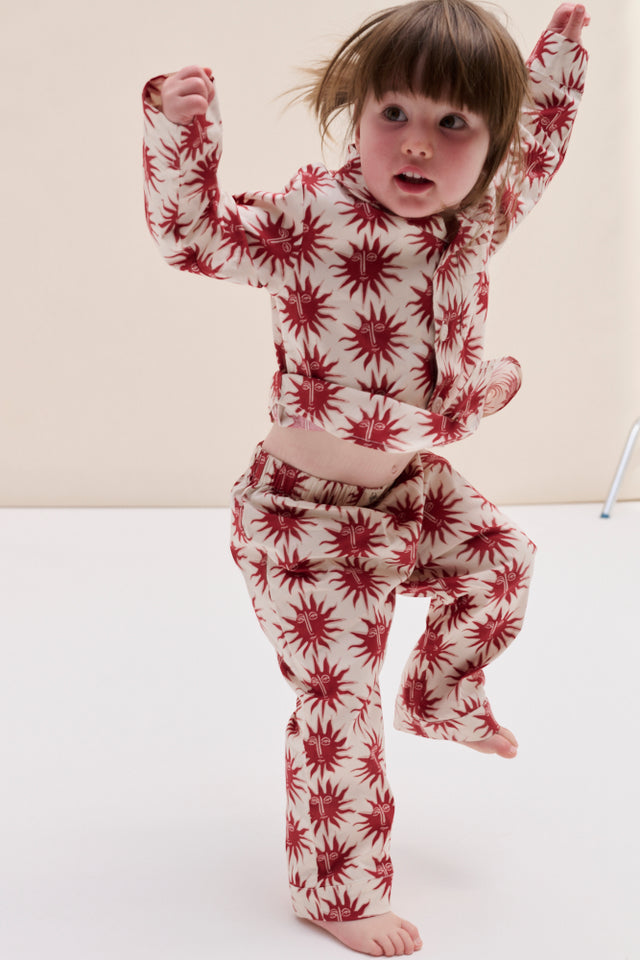 Kids 402 Long Pyjama Set Helios Cream/Red