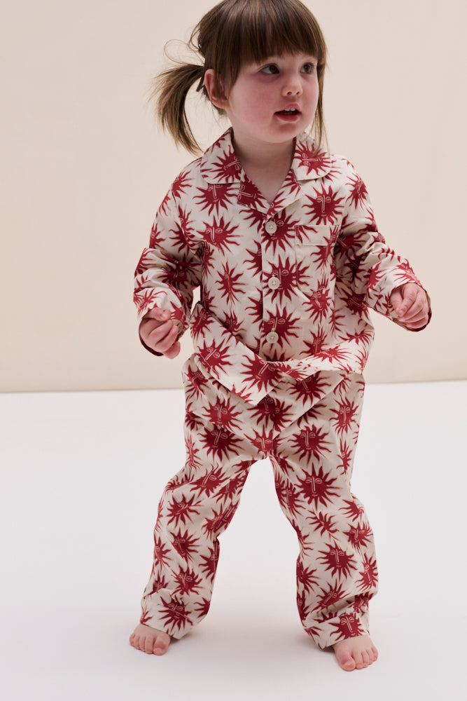 Kids 402 Long Pyjama Set Helios Cream/Red