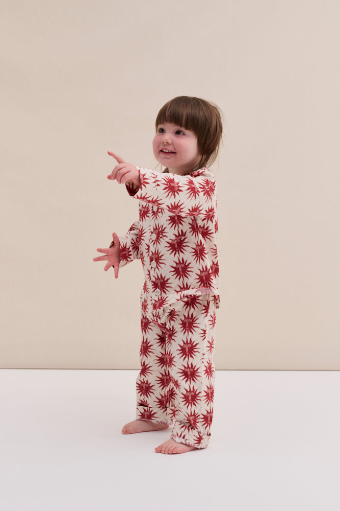Kids 402 Long Pyjama Set Helios Cream/Red