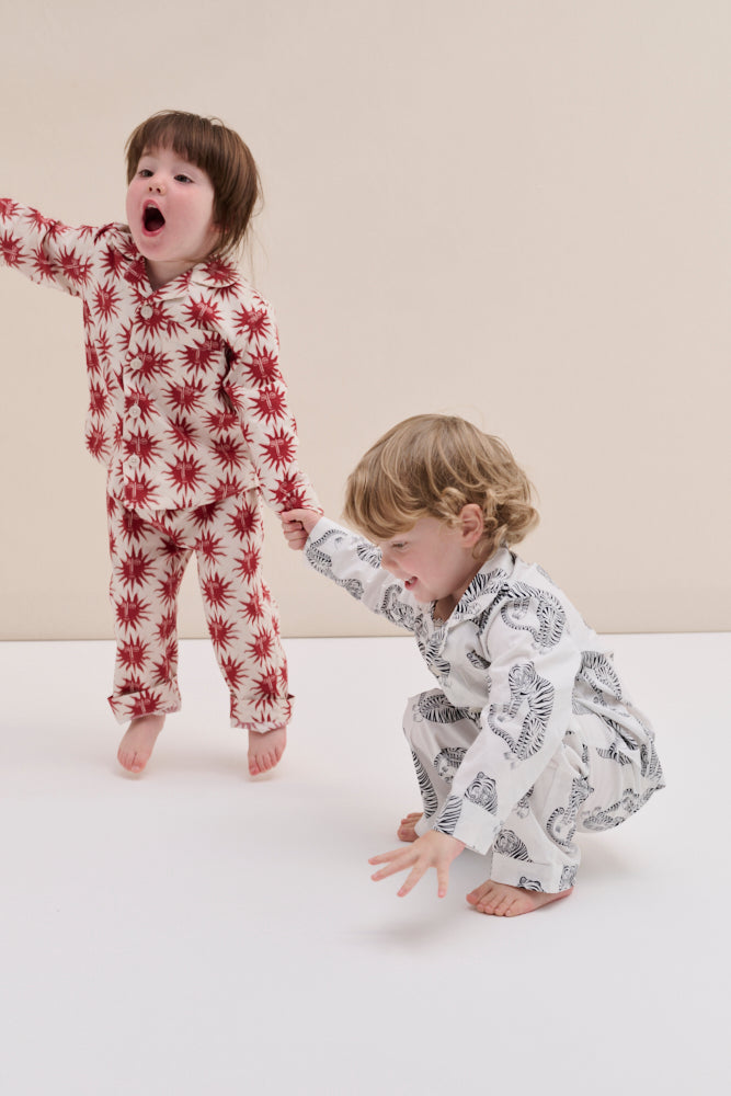 Kids 402 Long Pyjama Set Helios Cream/Red