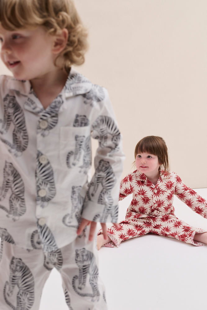 Kids 402 Long Pyjama Set Helios Cream/Red