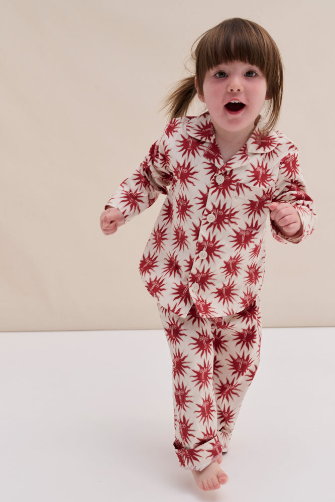Kids 402 Long Pyjama Set Helios Cream/Red