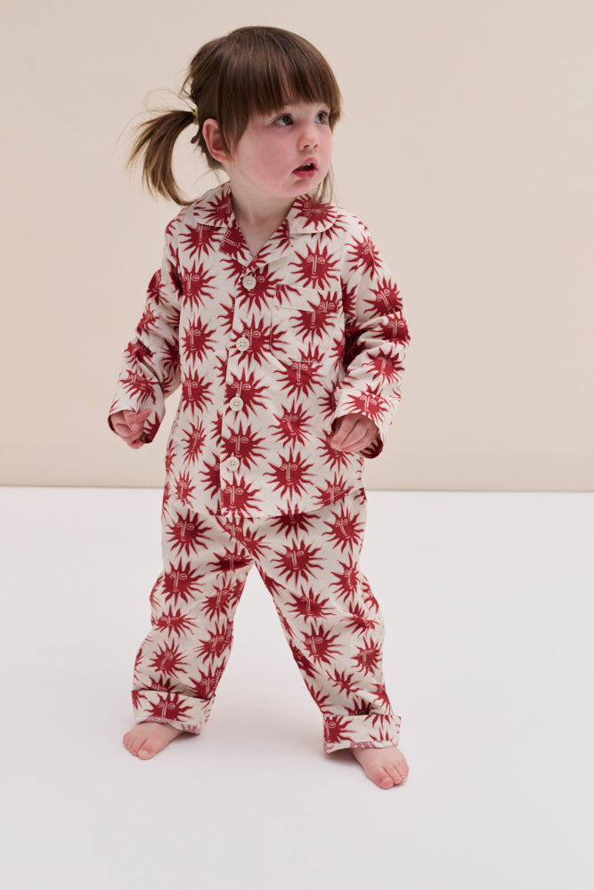 Kids 402 Long Pyjama Set Helios Cream/Red