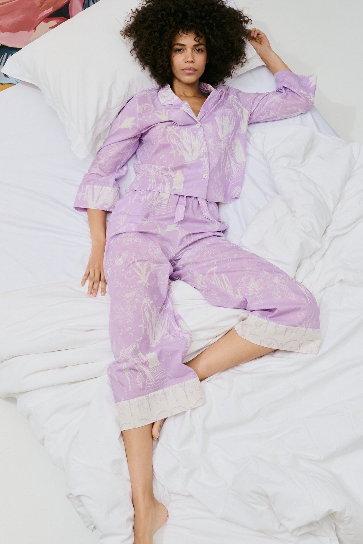 Boxy Shirt and Wide Leg Trouser Set Temple Del Sol Purple