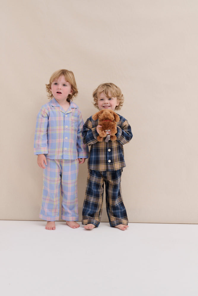 Kids 402 Long Pyjama Set Lightweight Flannel Navy