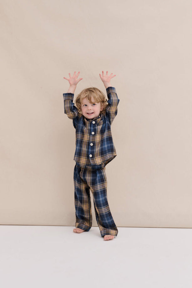 Kids 402 Long Pyjama Set Lightweight Flannel Navy