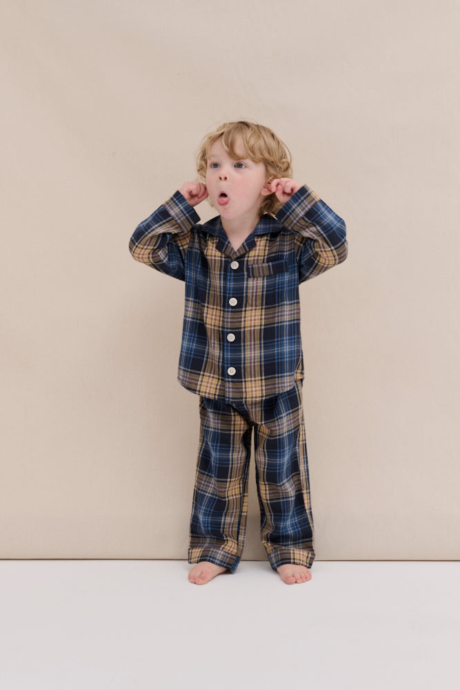 Kids 402 Long Pyjama Set Lightweight Flannel Navy