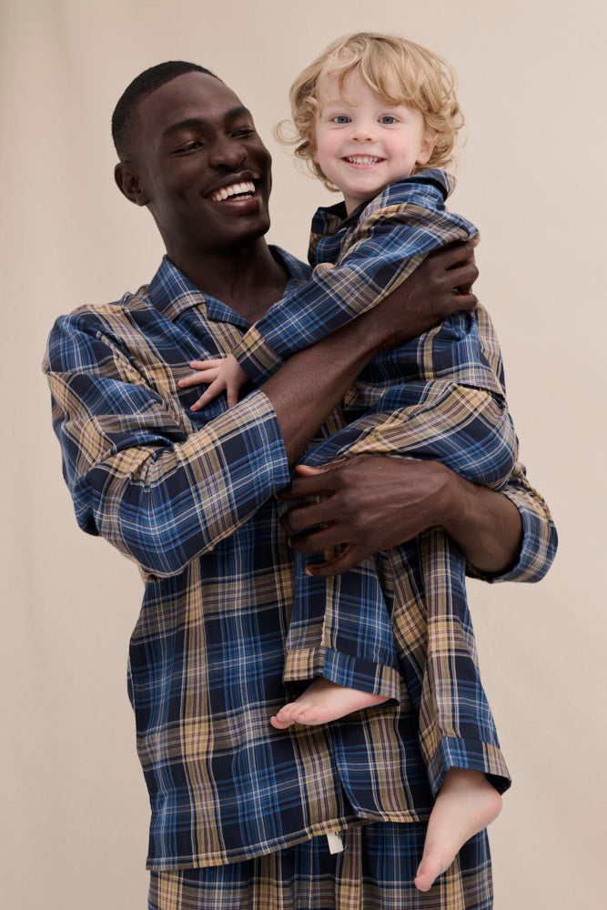 Kids 402 Long Pyjama Set Lightweight Flannel Navy