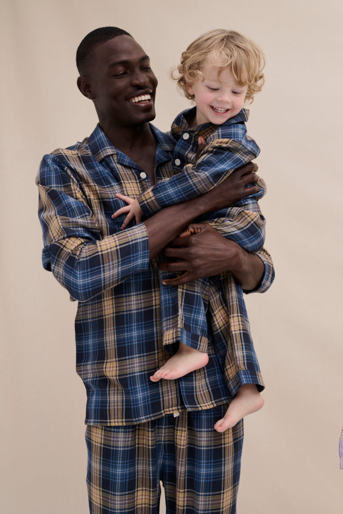 Men’s 402 Long Pyjama Set Lightweight Flannel Navy