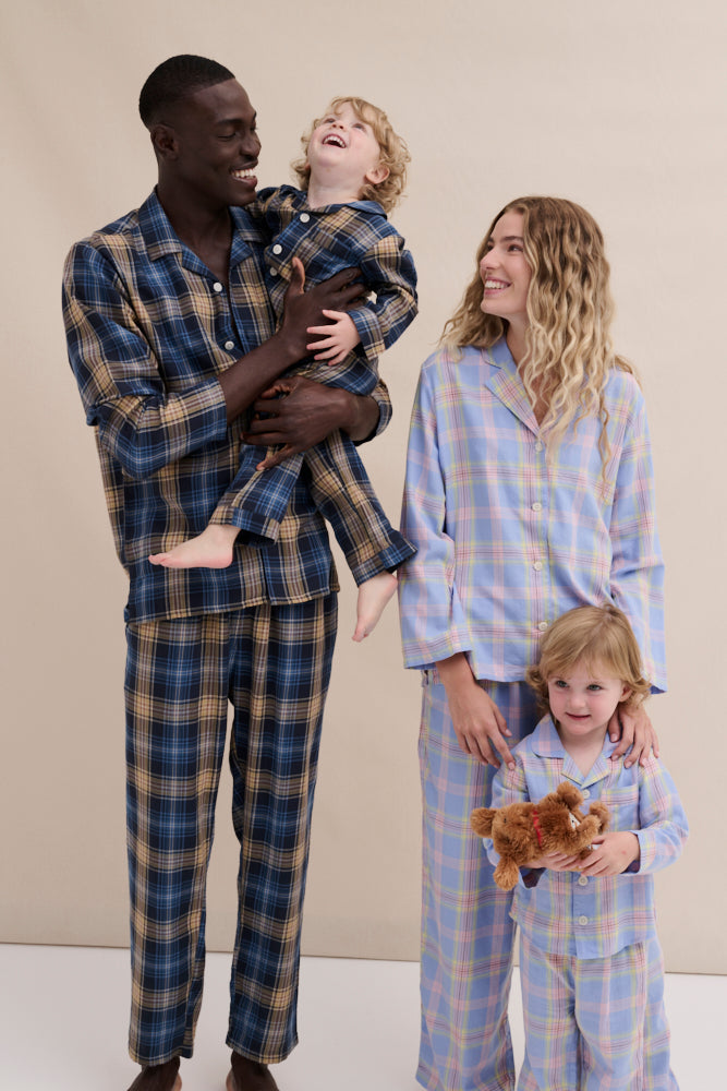 Kids 402 Long Pyjama Set Lightweight Flannel Navy