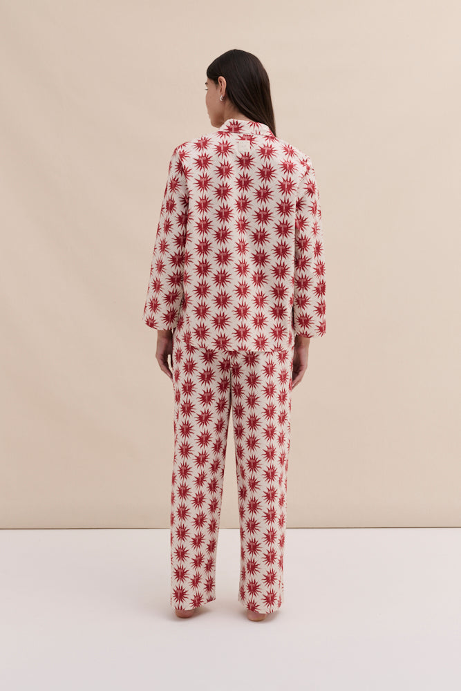 402 Long Pyjama Set Helios Cream/Red