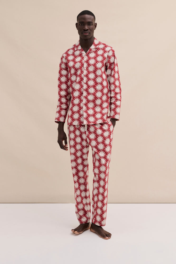 Men’s 402 Long Pyjama Set Helios Red/Cream