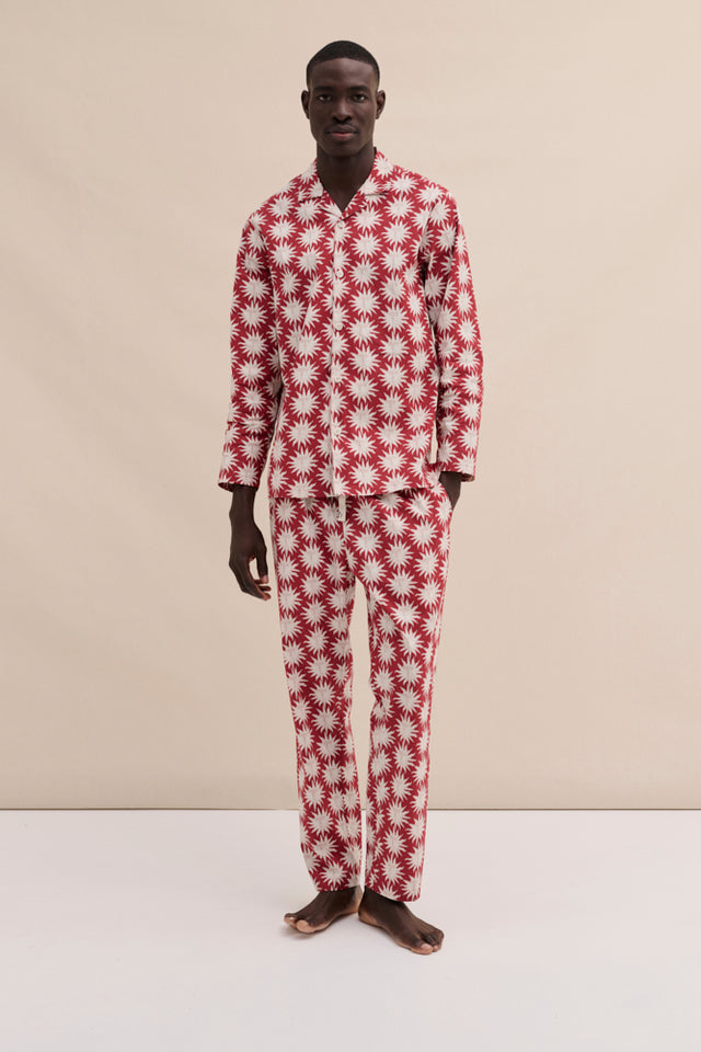 Men’s 402 Long Pyjama Set Helios Red/Cream