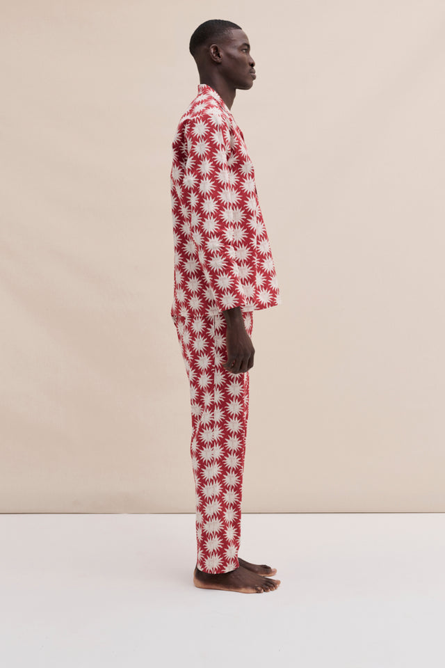 Men’s 402 Long Pyjama Set Helios Red/Cream