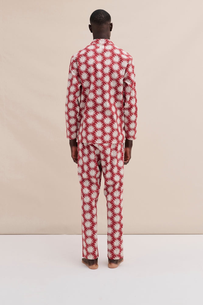 Men’s 402 Long Pyjama Set Helios Red/Cream