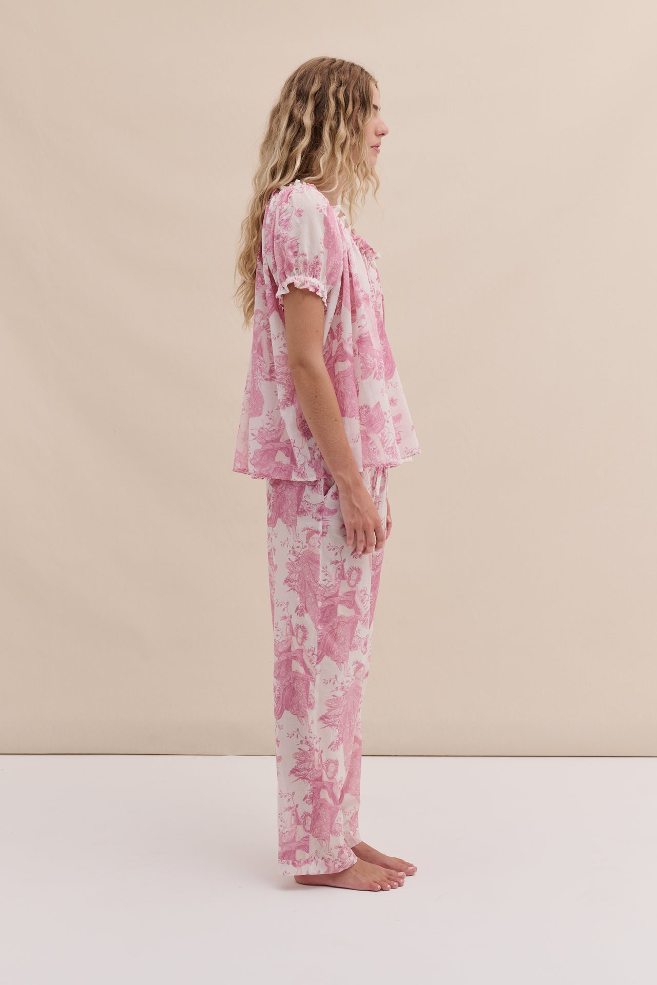Light & Easy Short Sleeve & Trouser Set Flora Pink