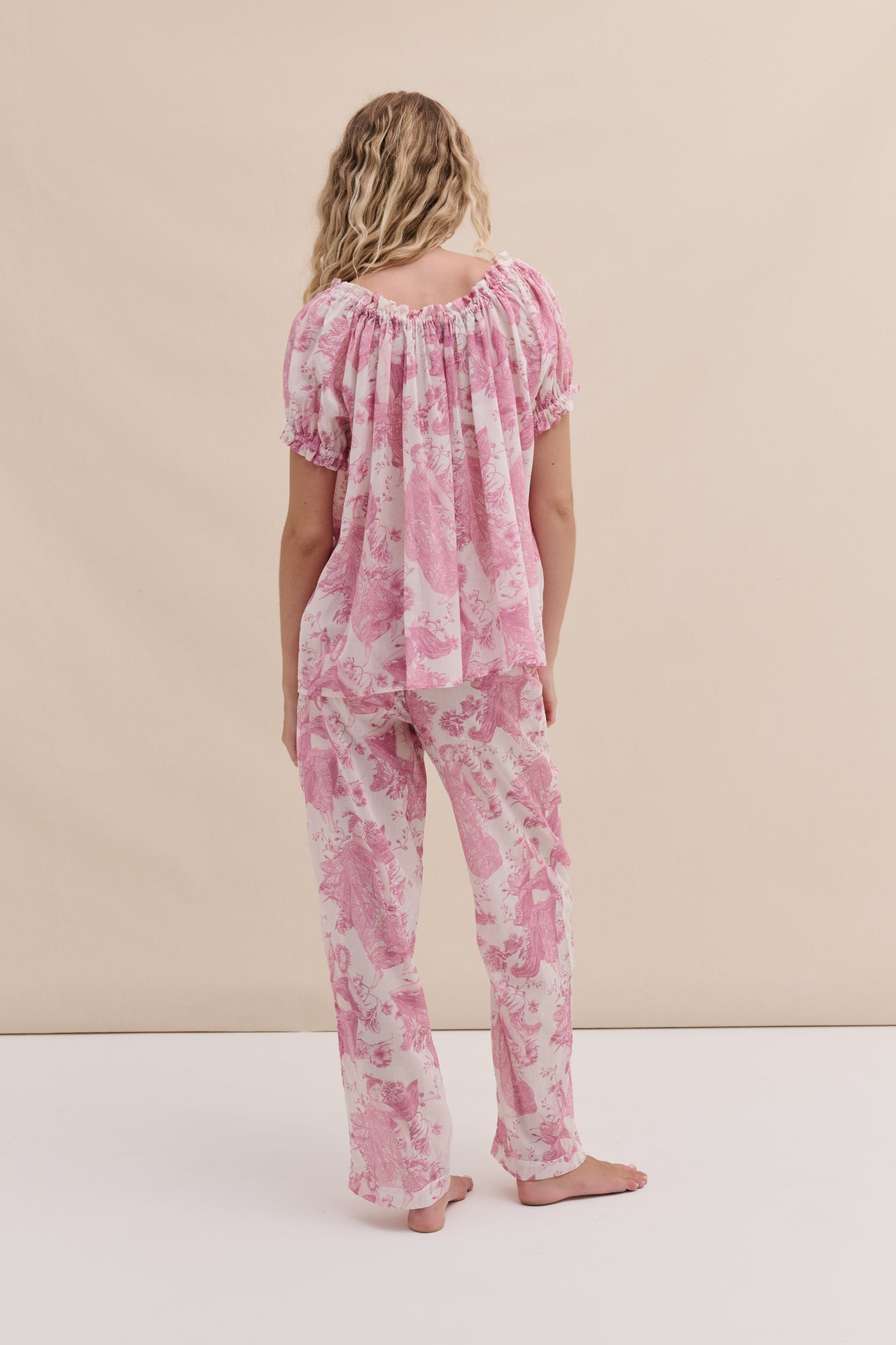 Light & Easy Short Sleeve & Trouser Set Flora Pink