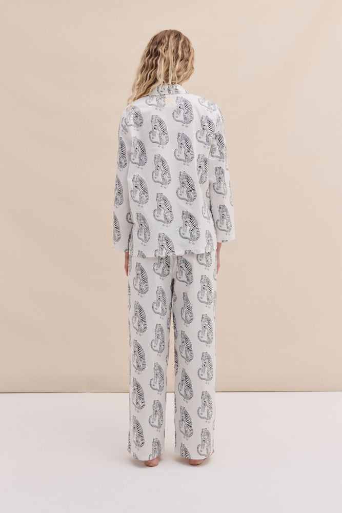 402 Long Pyjama Set Sansindo White/Black
