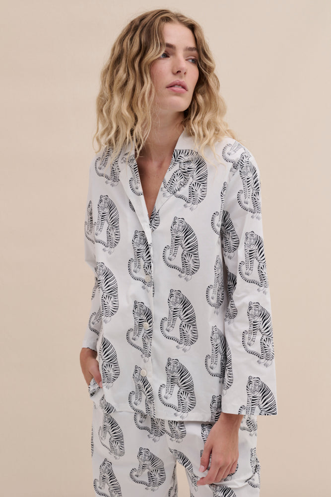 402 Long Pyjama Set Sansindo White/Black