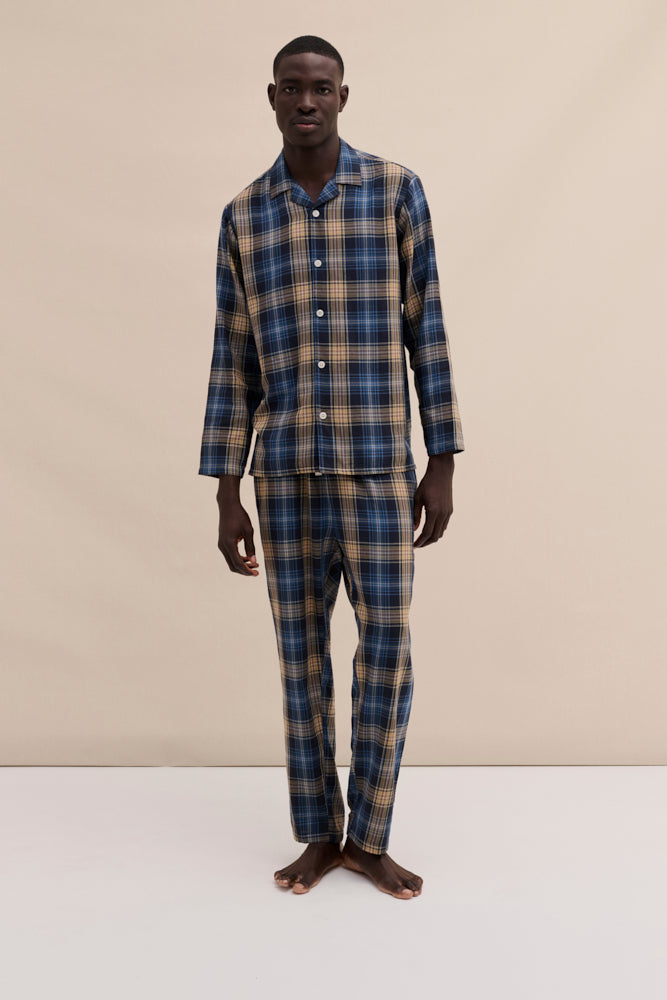 Men’s 402 Long Pyjama Set Lightweight Flannel Navy